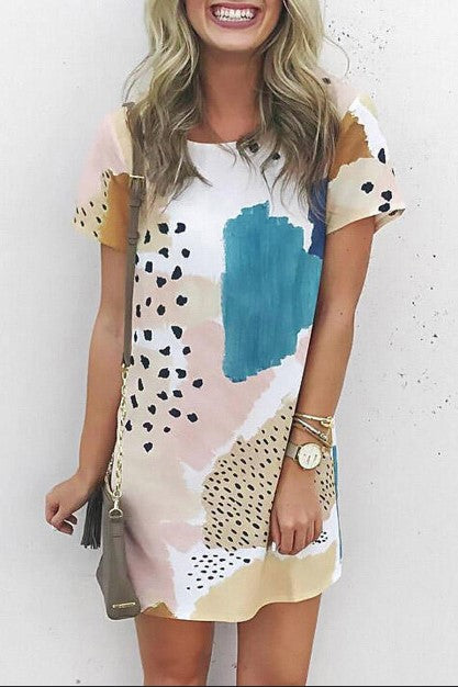 Abstract Leopard Print Mini Dress